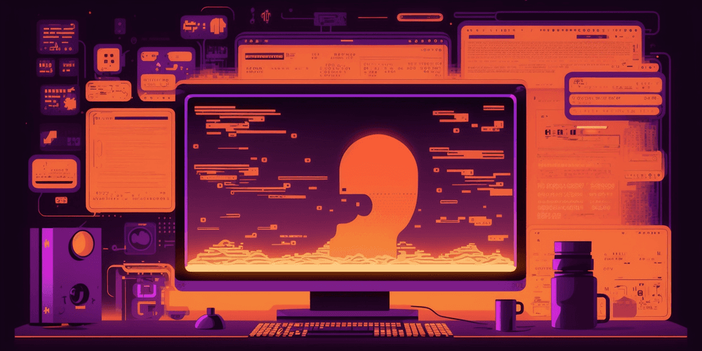 A large monitor with various programming codes on the screens, programming language on the monitor