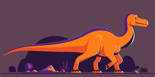 A dinosaur with a very long tail, the tail is very long, it is stretched across the ground