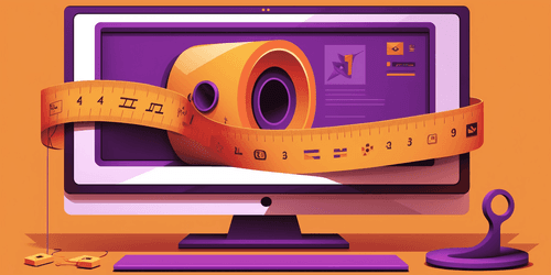 A monitor with a measuring tape running across the screen in a horizontal position